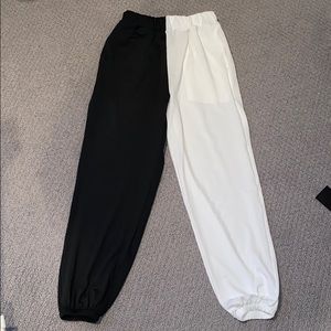 Black and white sweat pants